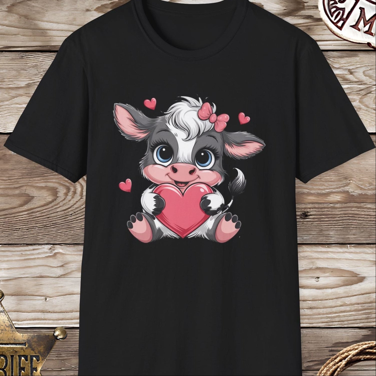 Baby Cow with Hearts-T-Shirt
