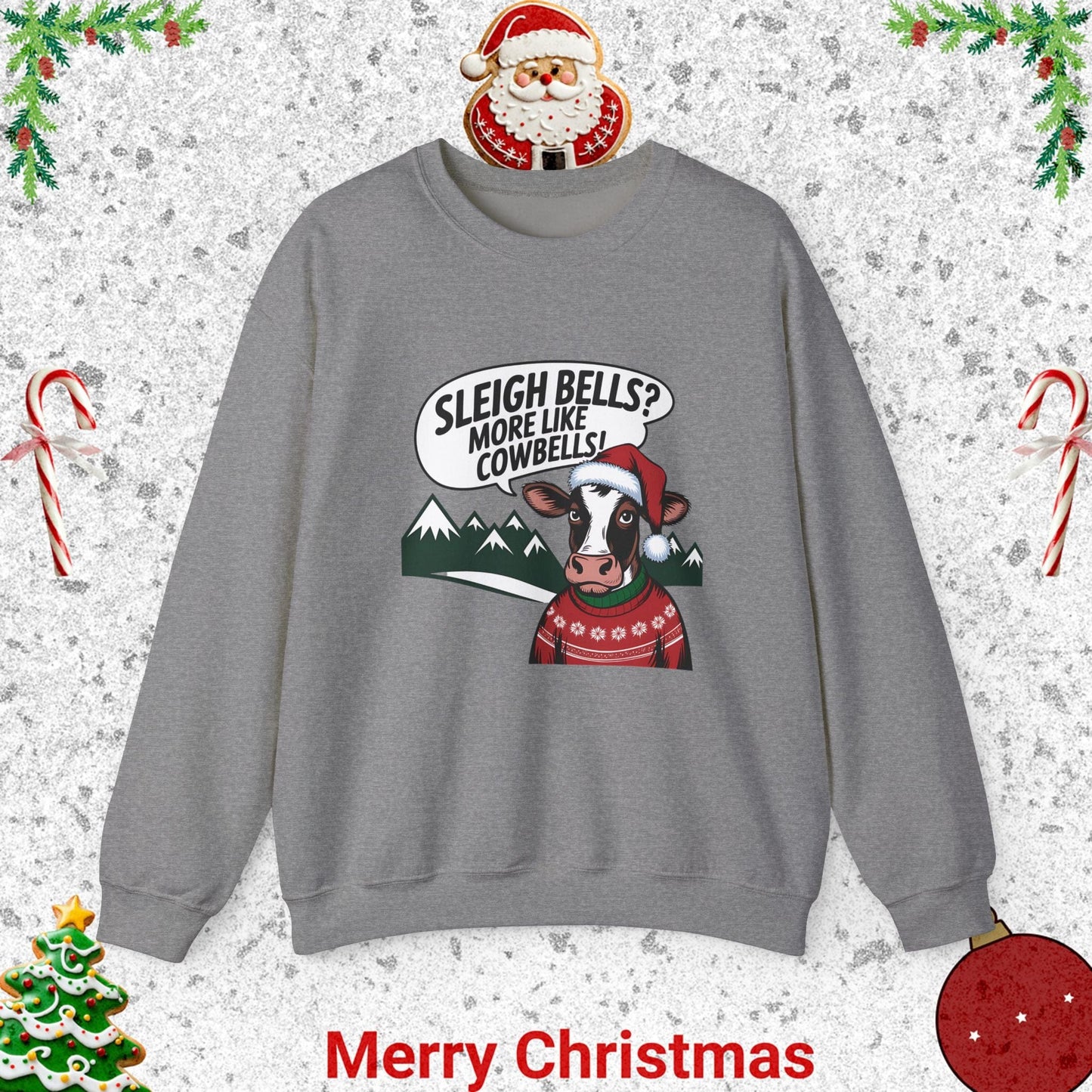 Unisex Heavy Blend™ Crewneck Sweatshirt -Sleigh Bells Cow Bells