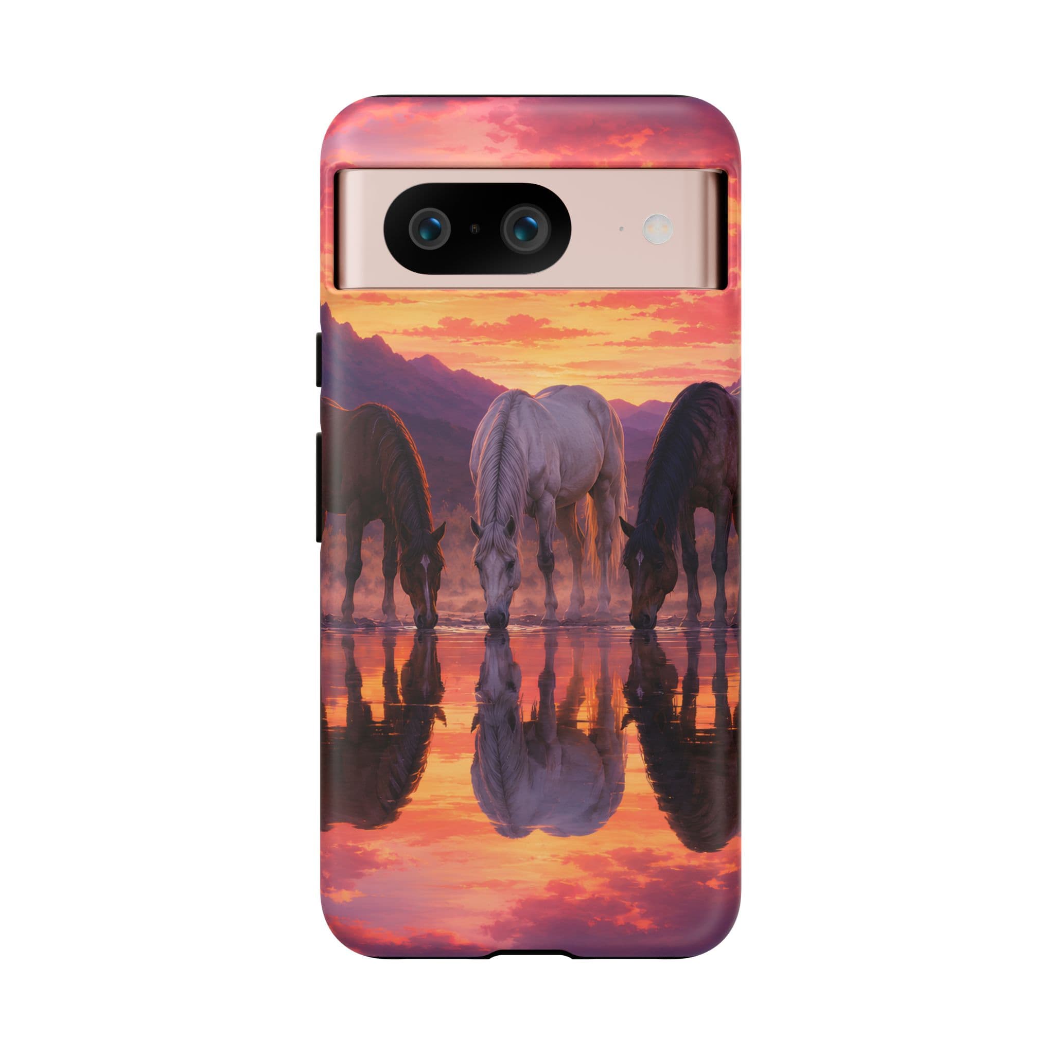 Horses at Sunset Reflection Phone Case