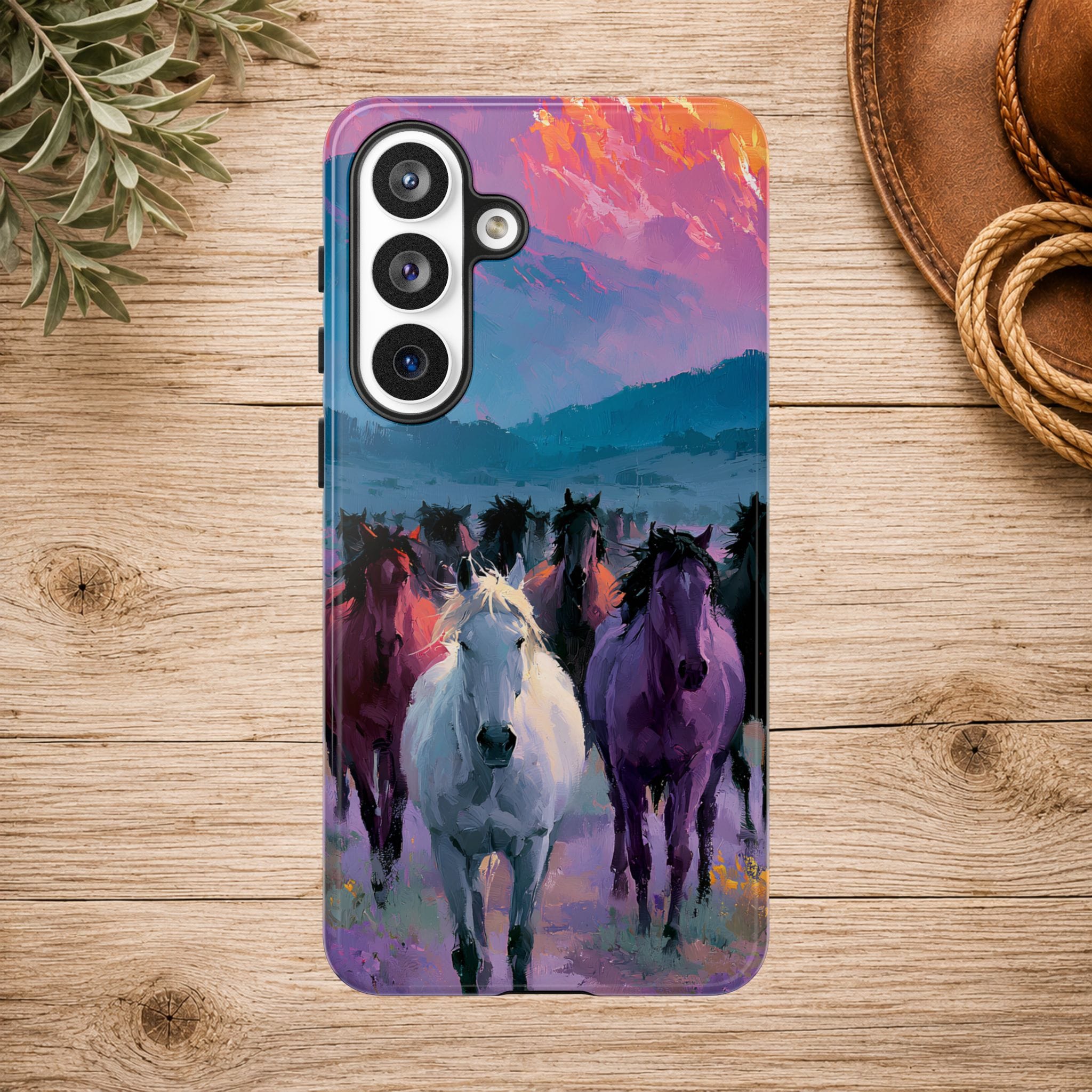 Wild Horses Sunset Mountain Phone Case