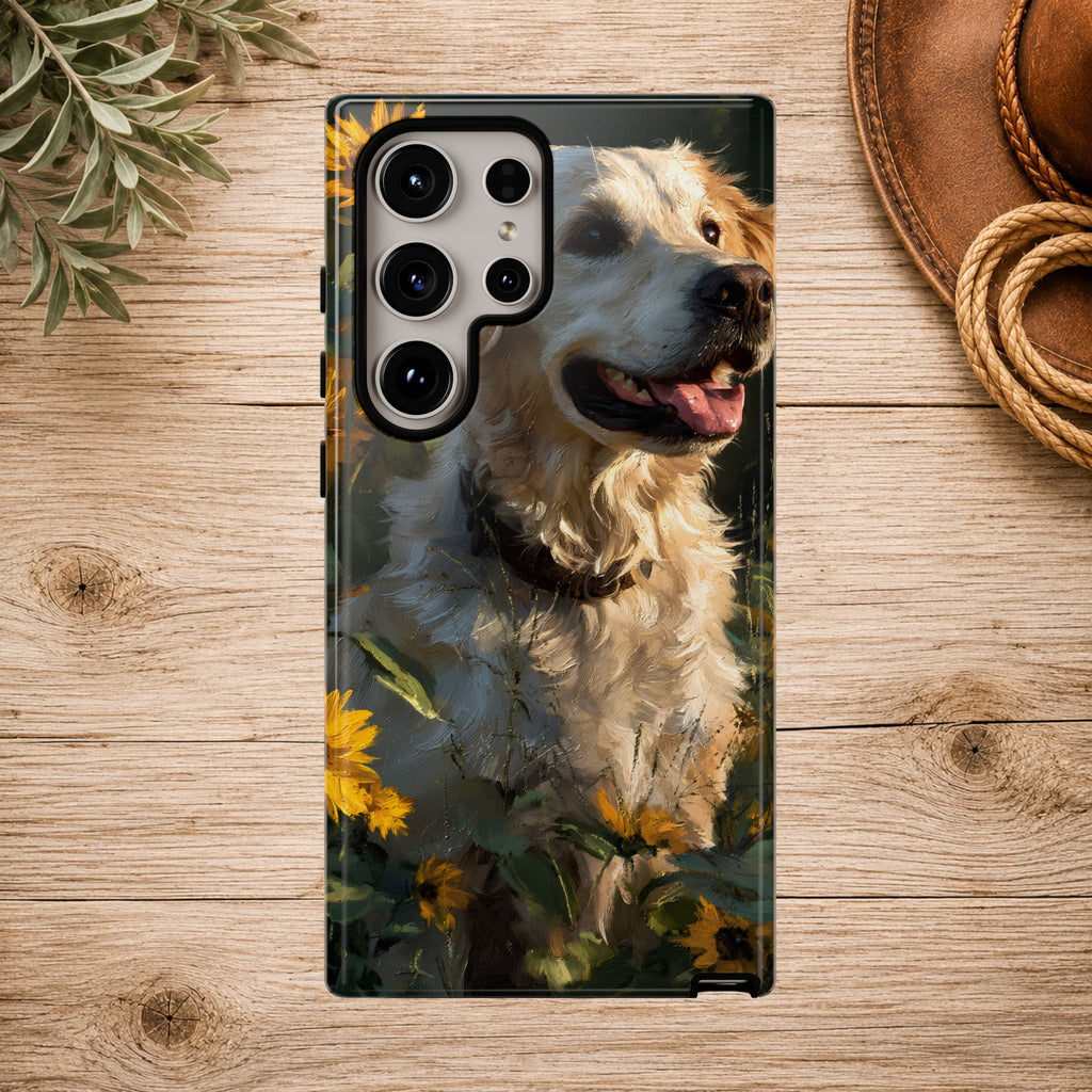 Golden Retriever Sunflower Phone Case