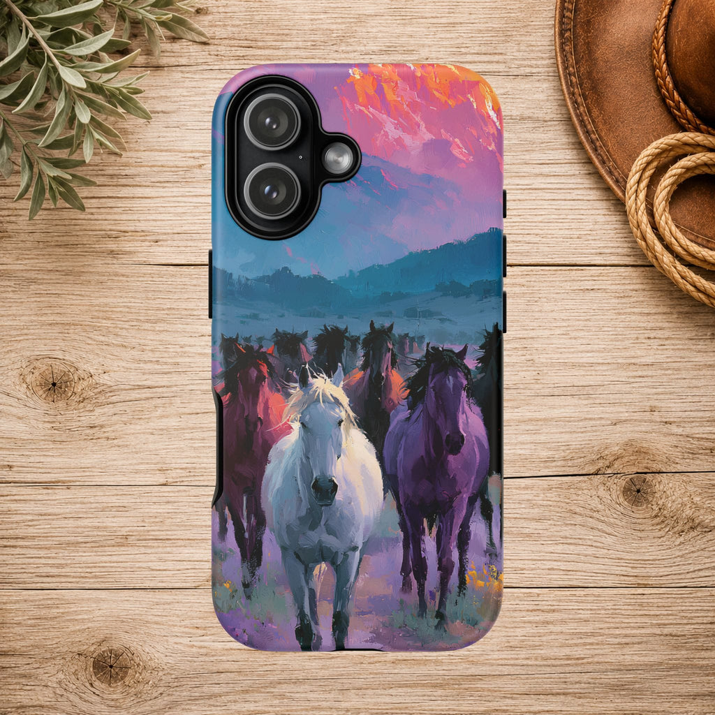 Wild Horses Sunset Mountain Phone Case
