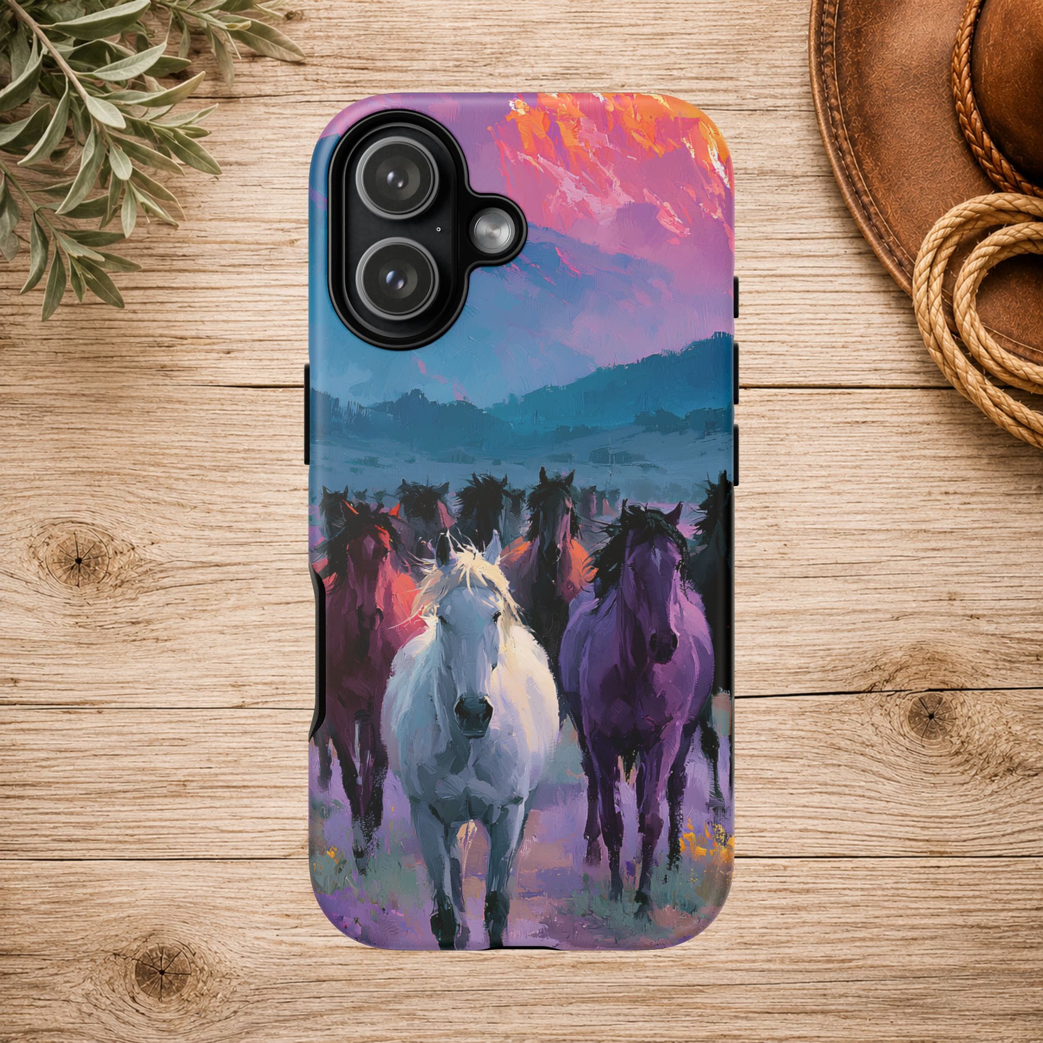 Wild Horses Sunset Mountain Phone Case