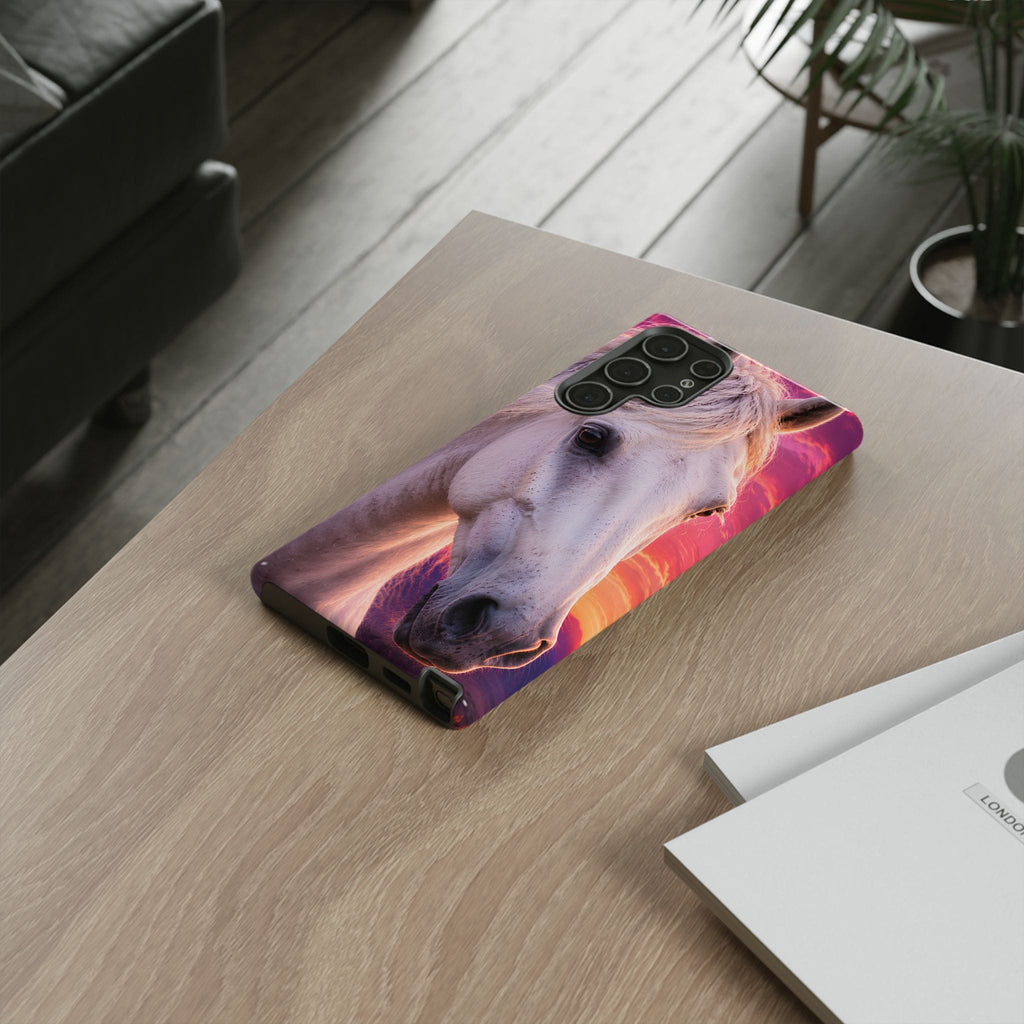 White Horse Sunset Phone Case