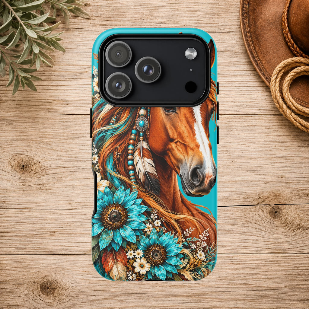 Turquoise Sunflower Horse Phone Case