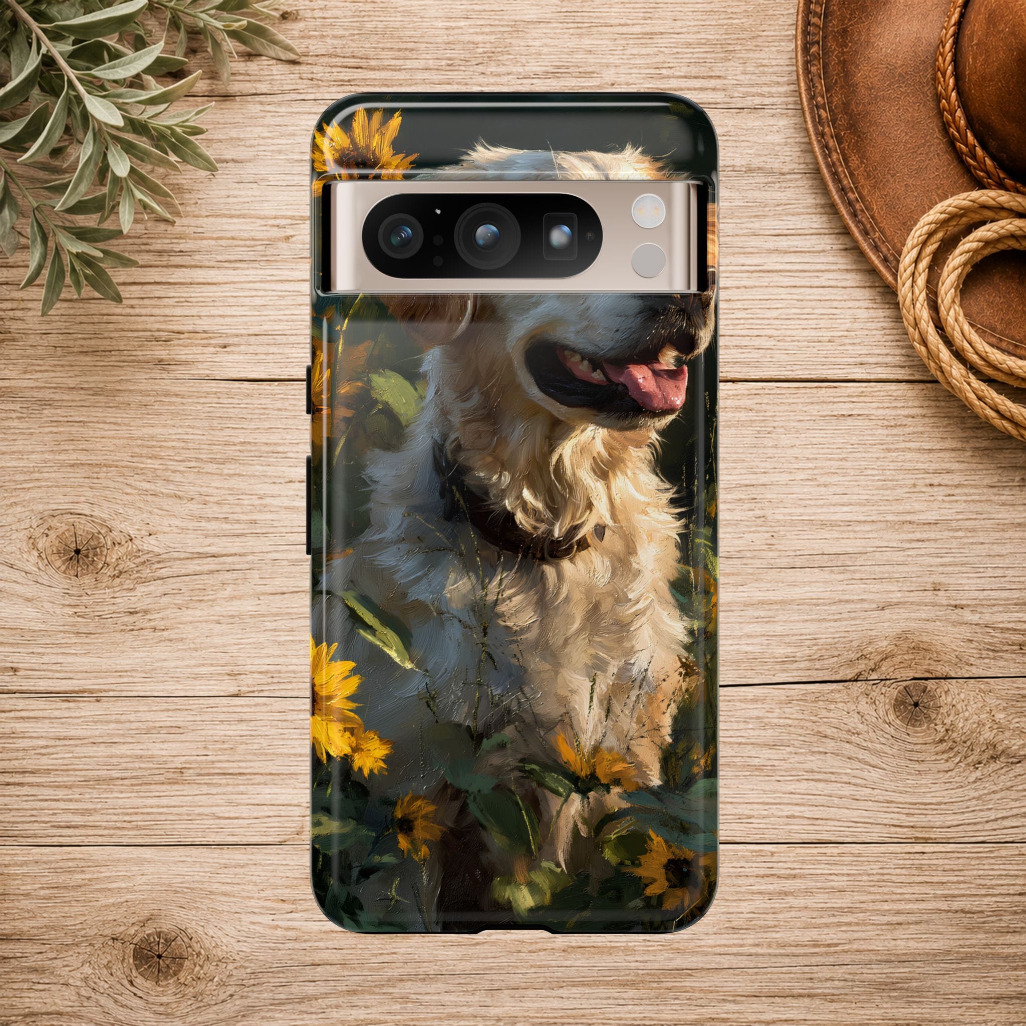 Golden Retriever Sunflower Phone Case