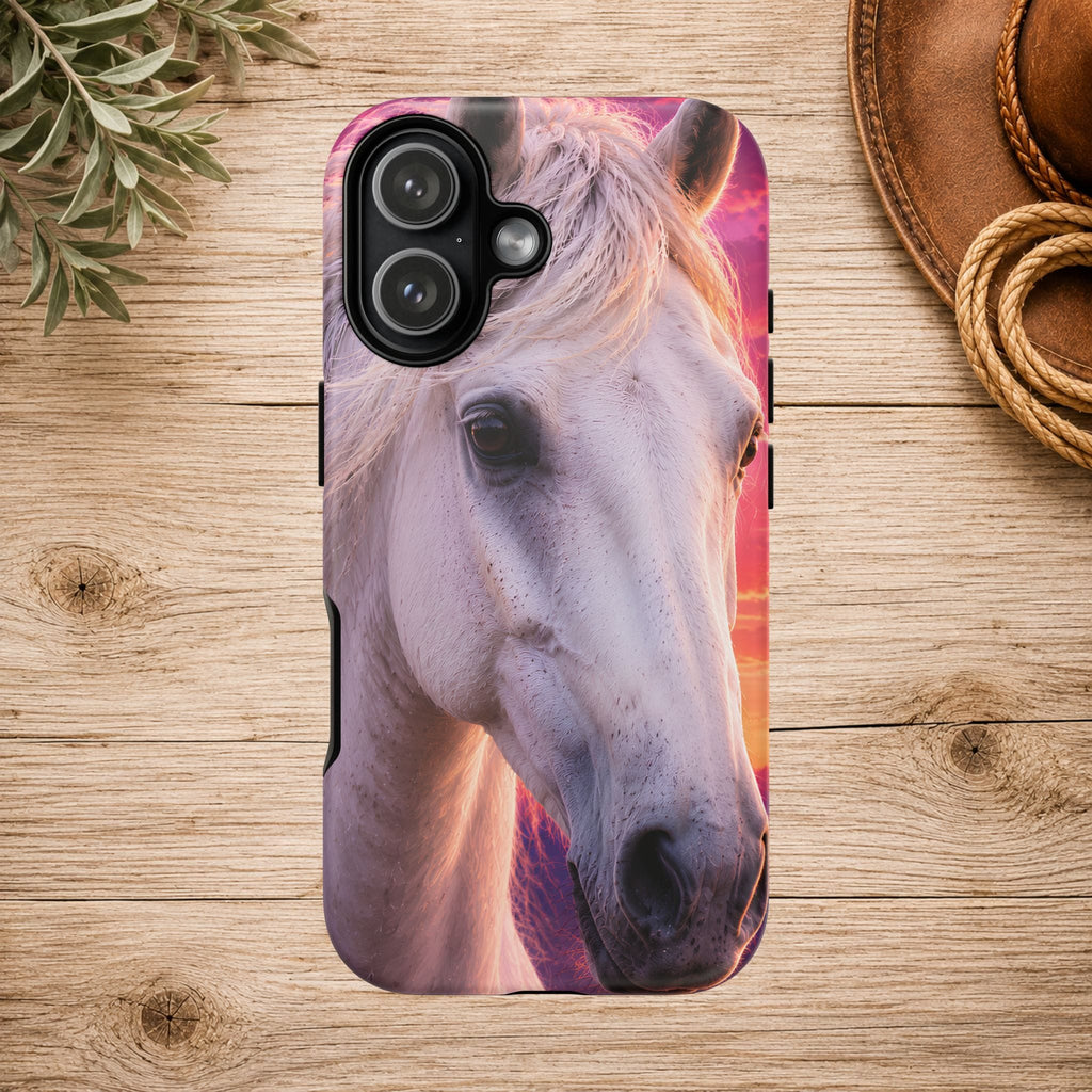 White Horse Sunset Phone Case