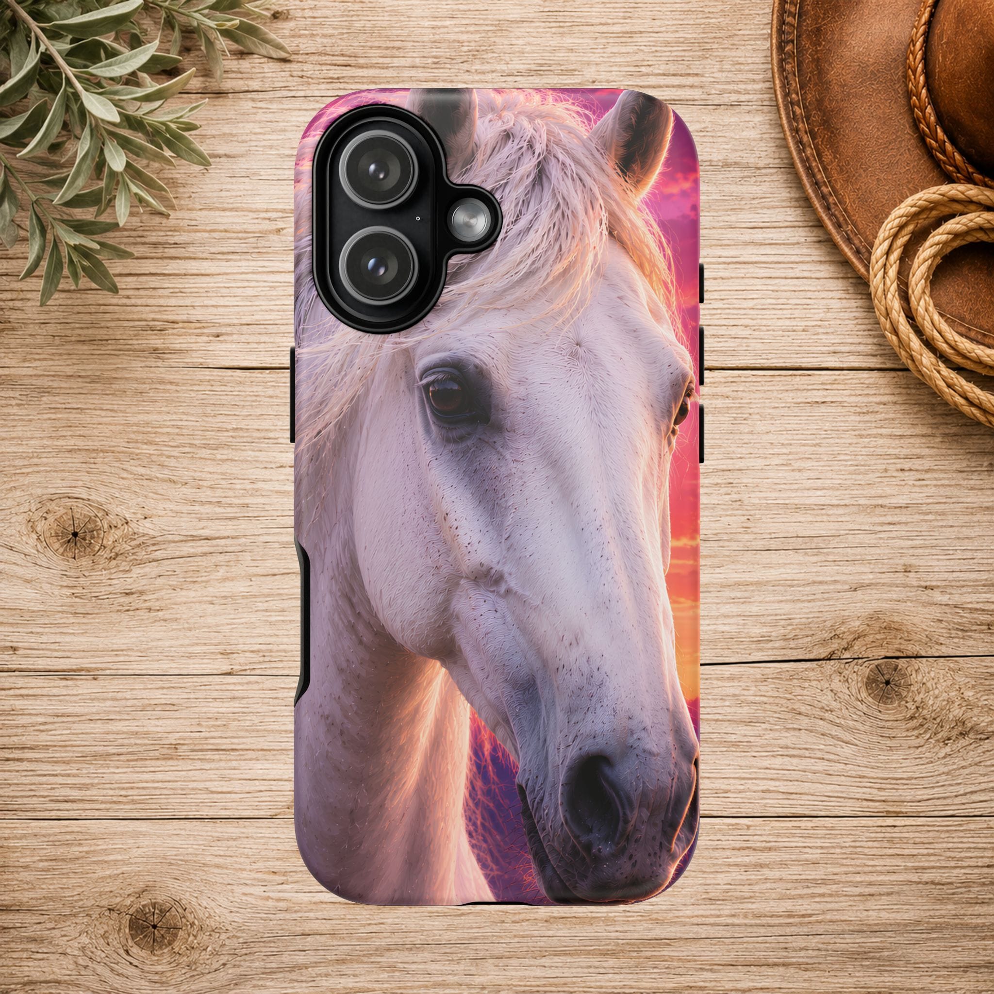 White Horse Sunset Phone Case