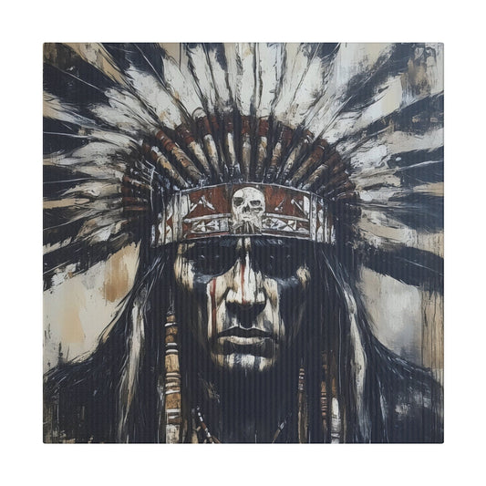 Matte Canvas, Stretched, 0.75" -Indian Chief