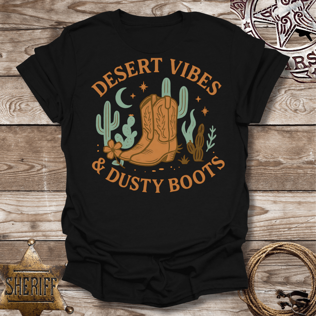 Boho Desert Vibes with Dusty Boots-T-Shirt