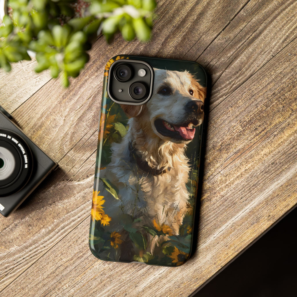 Golden Retriever Sunflower Phone Case