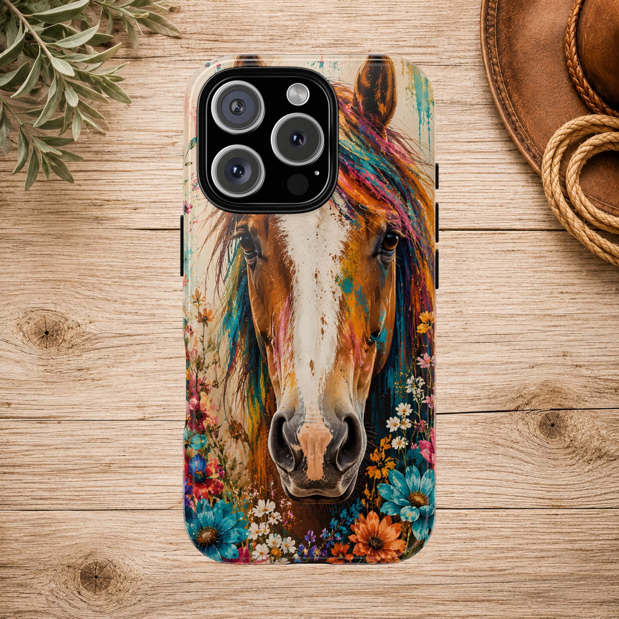 Boho Wildflower Horse Phone Case
