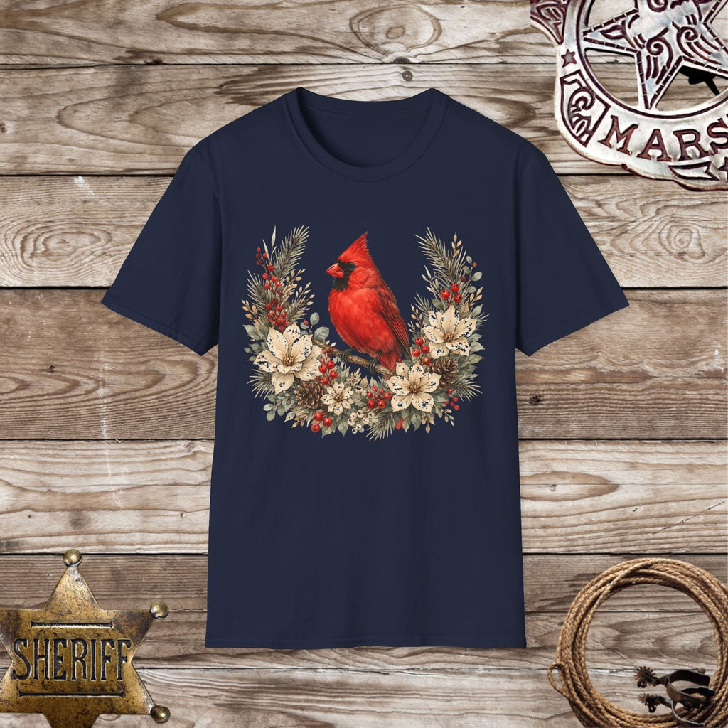 Cardinal Floral Wreath Nature T-Shirt