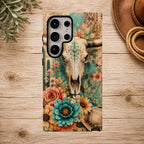 Turquoise Floral Longhorn Western Phone Case