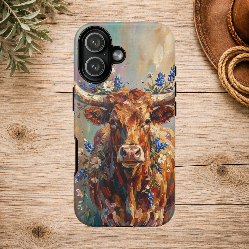 Texas Bluebonnet Longhorn Phone Case