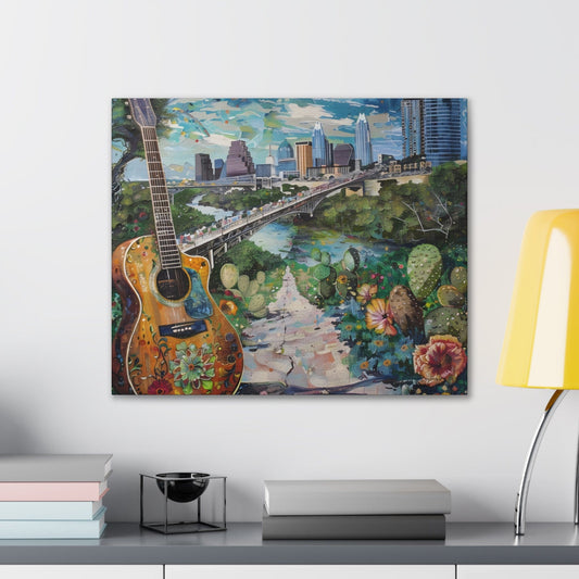 Canvas Stretched, 0.75"-  Guitar, Cactus and City