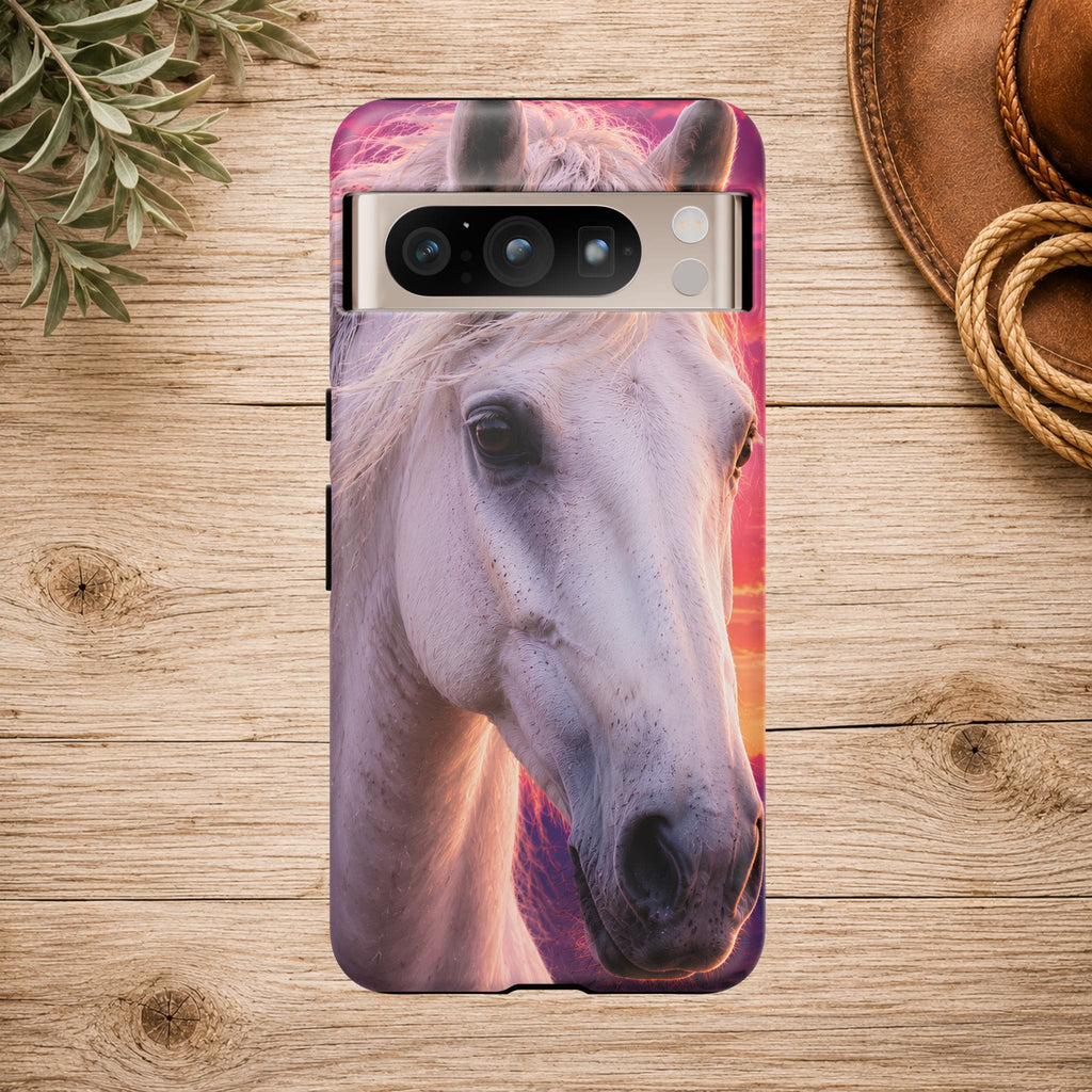 White Horse Sunset Phone Case