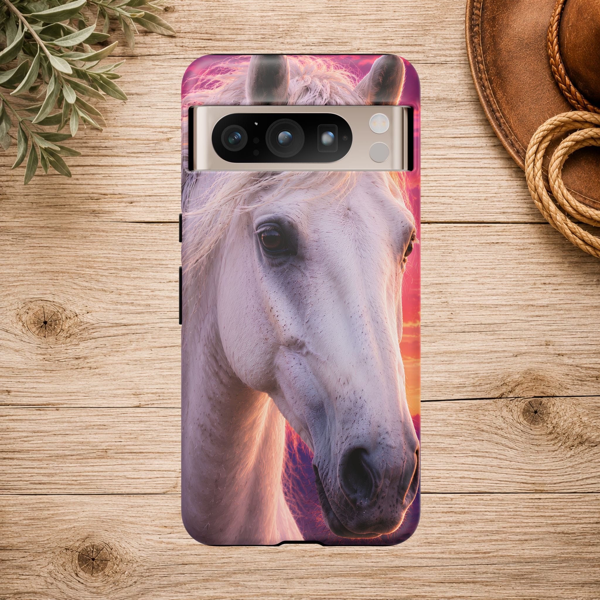 White Horse Sunset Phone Case