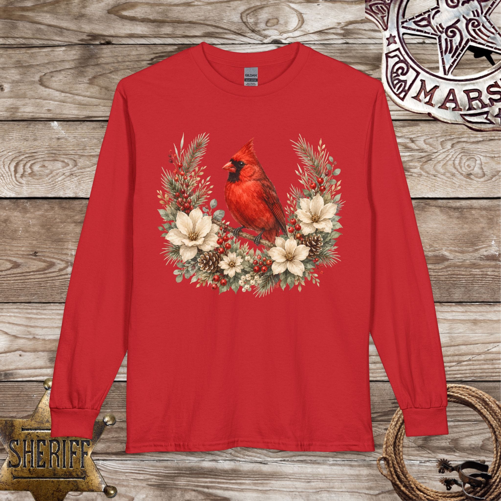 Cardinal Wreath Long Sleeve Shirt