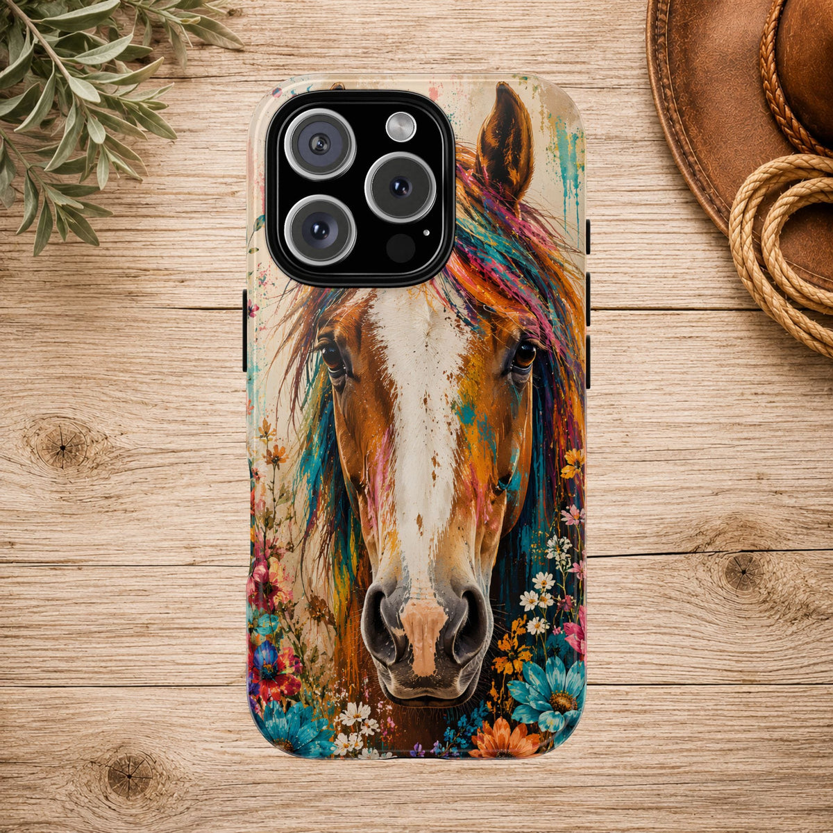 Boho Wildflower Horse Phone Case