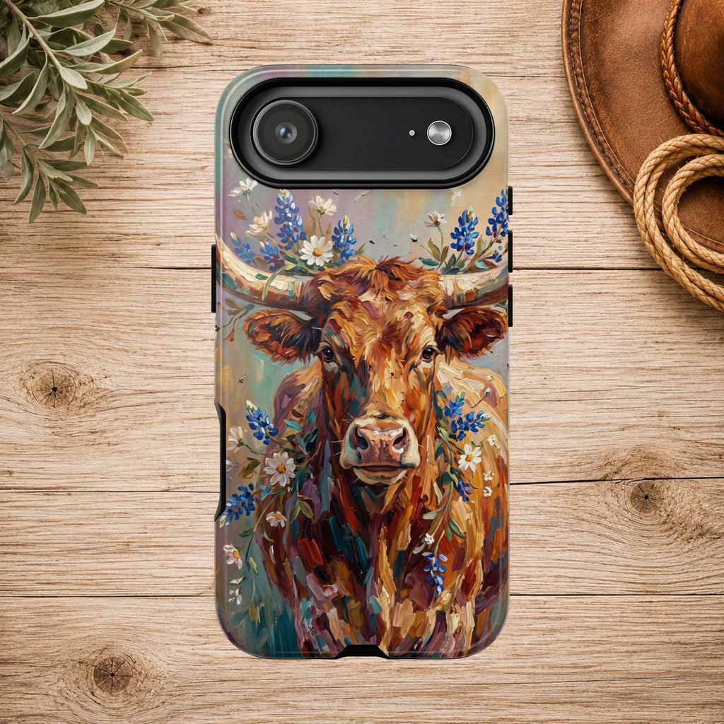 Texas Bluebonnet Longhorn Phone Case