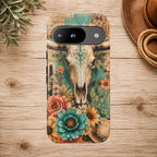 Turquoise Floral Longhorn Western Phone Case