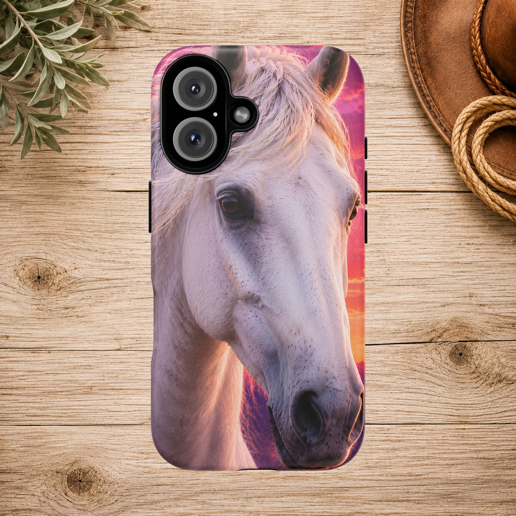 White Horse Sunset Phone Case