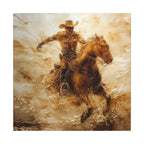 Matte Canvas, Stretched, 0.75"Cowboy Galloping on his Horse