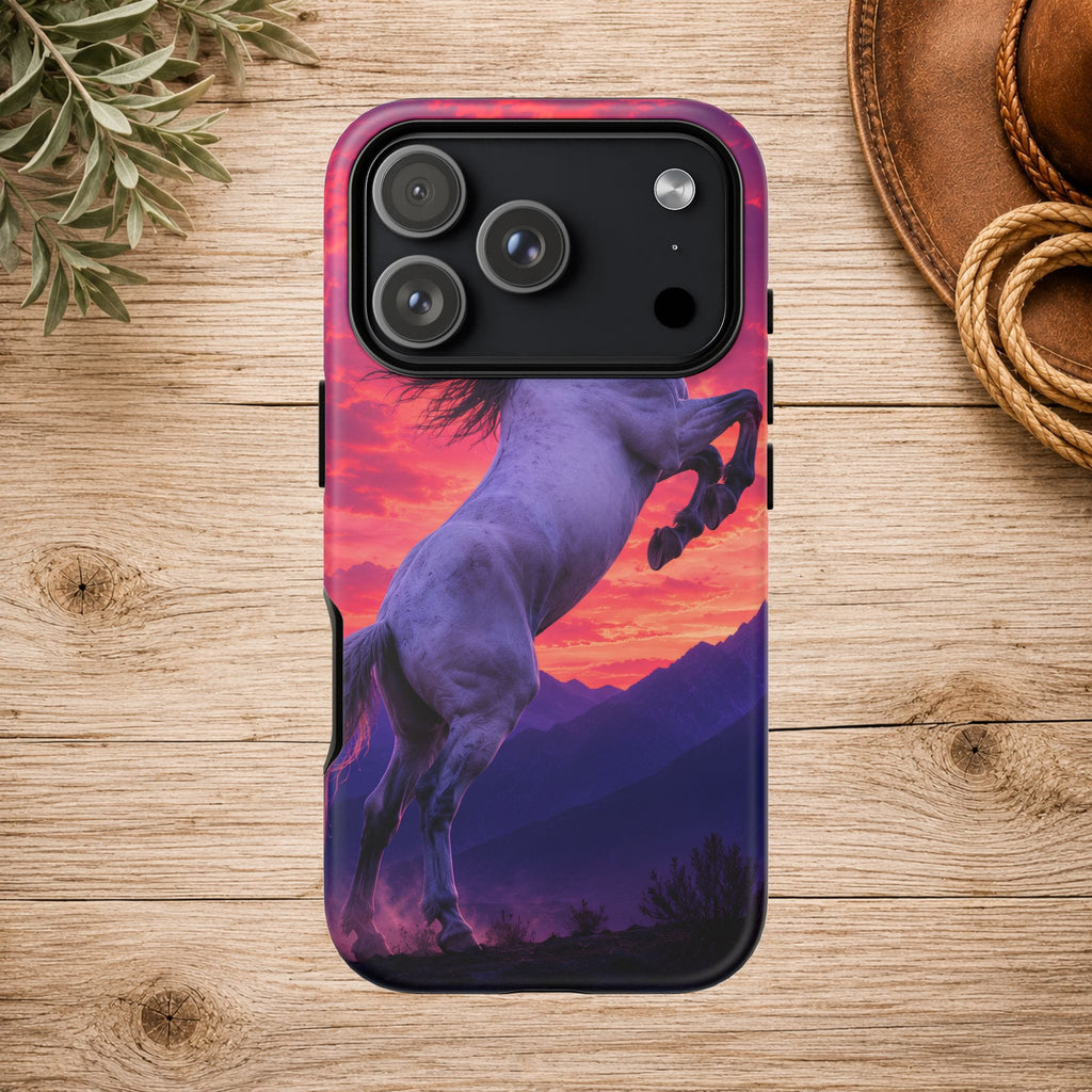Rearing White Horse Sunset Phone Case
