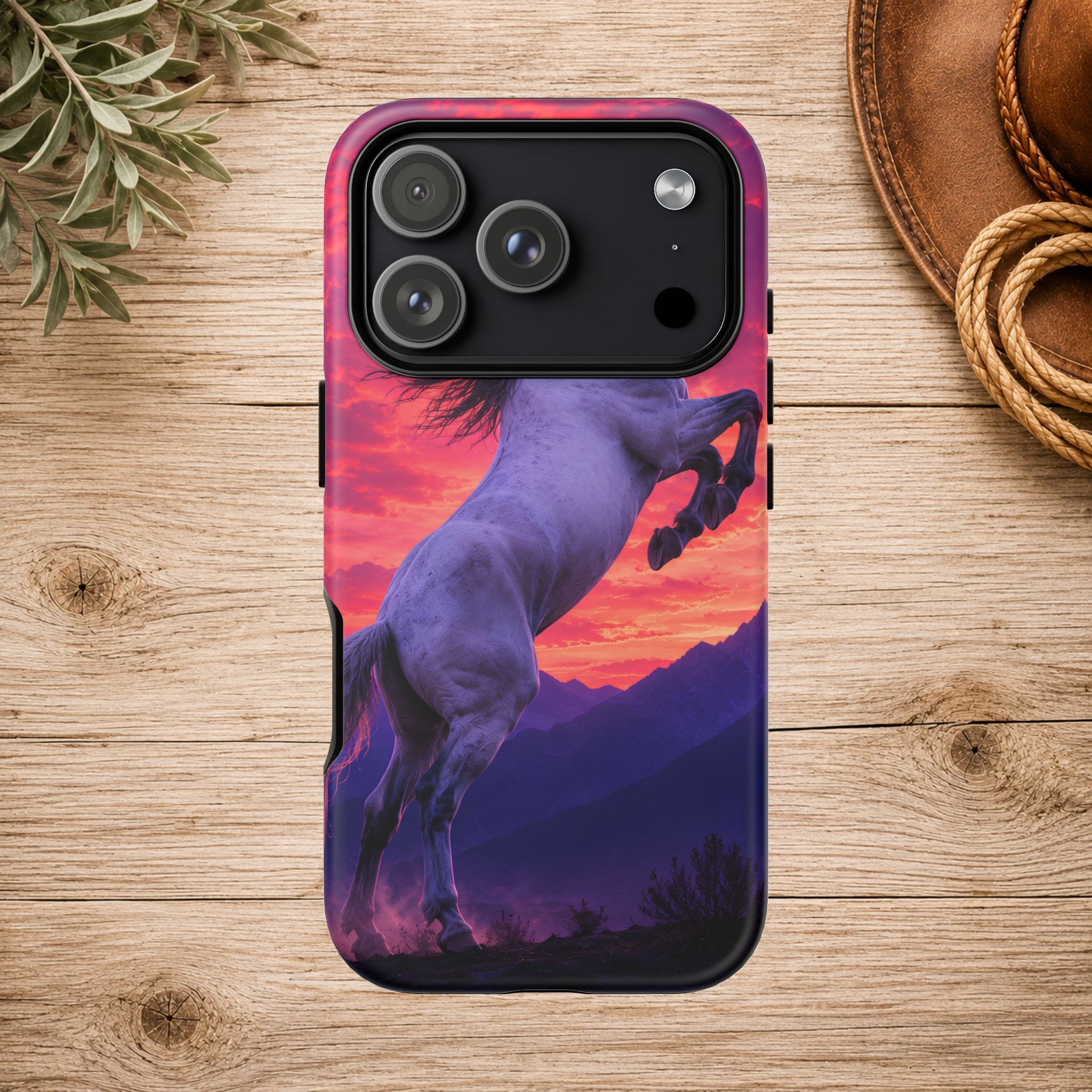 Rearing White Horse Sunset Phone Case