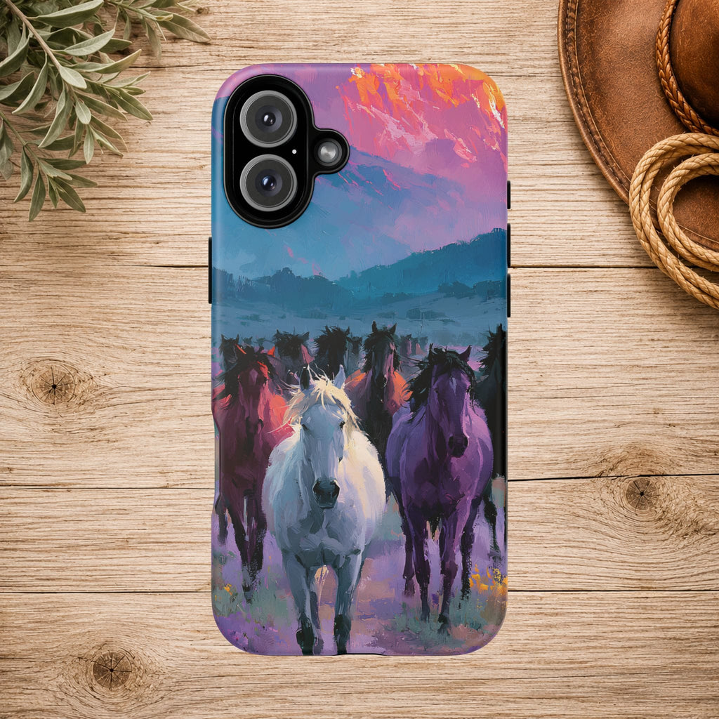Wild Horses Sunset Mountain Phone Case