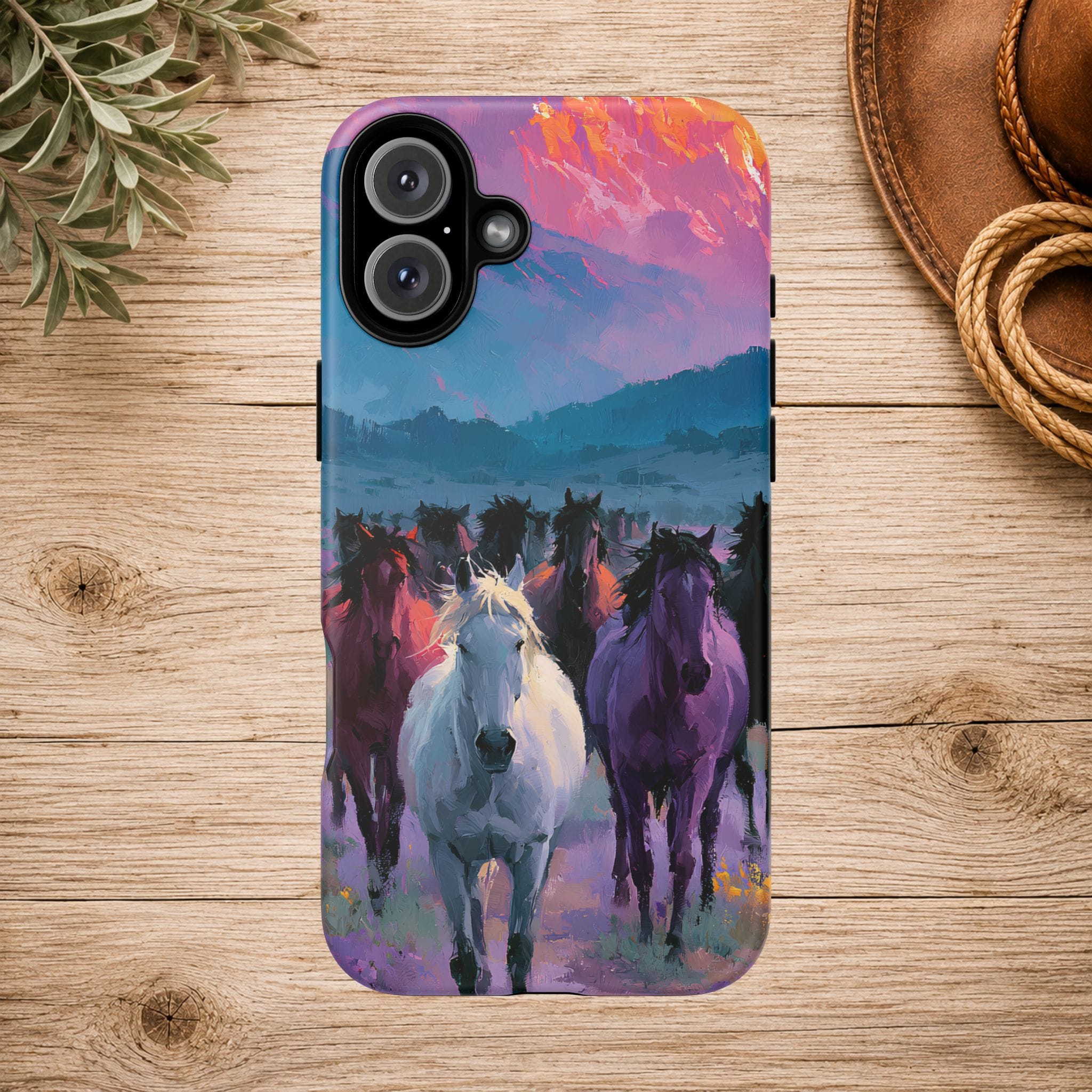 Wild Horses Sunset Mountain Phone Case