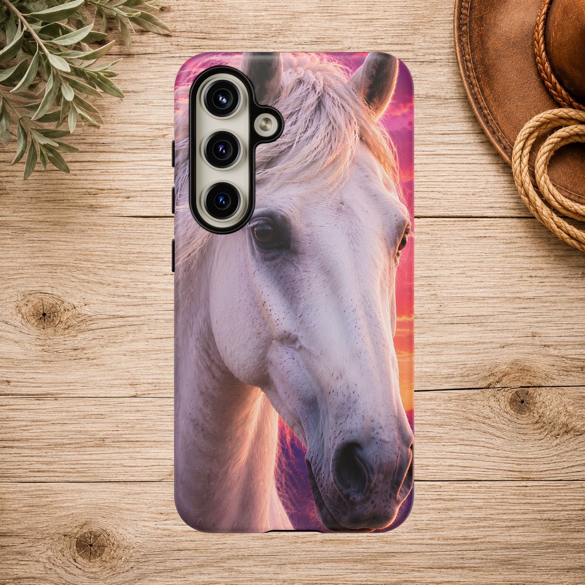 White Horse Sunset Phone Case
