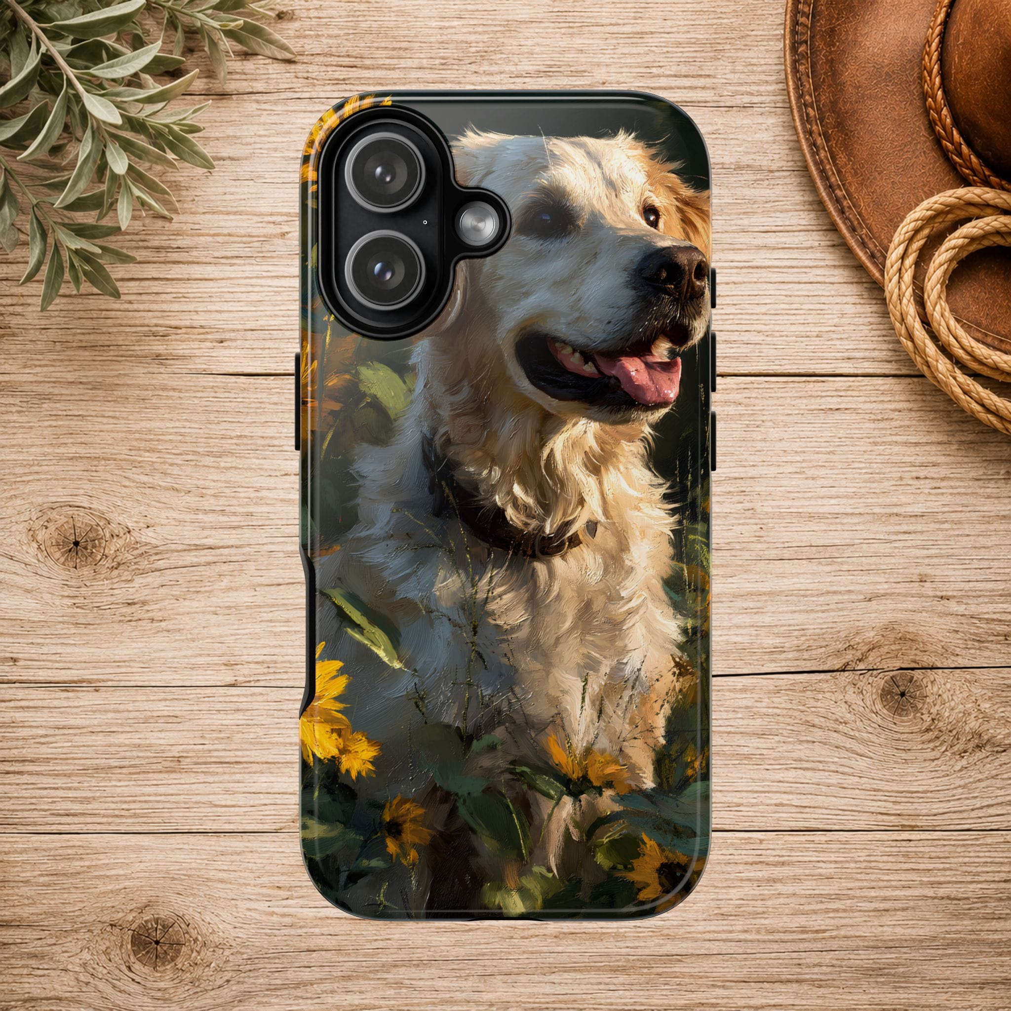 Golden Retriever Sunflower Phone Case