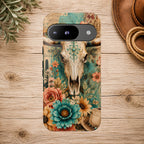 Turquoise Floral Longhorn Western Phone Case