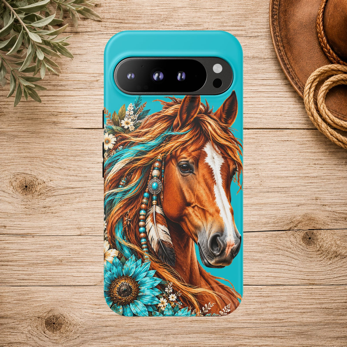Turquoise Sunflower Horse Phone Case