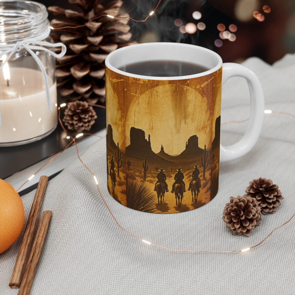 Three Cowboys Desert Sunset Coffee Mug