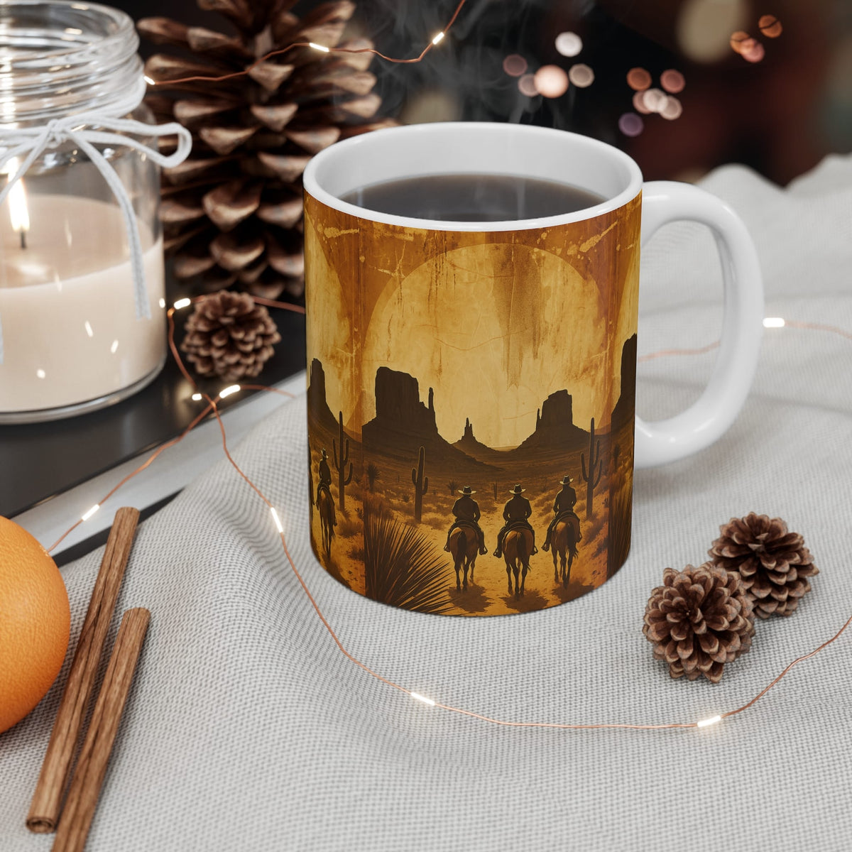 Three Cowboys Desert Sunset Coffee Mug