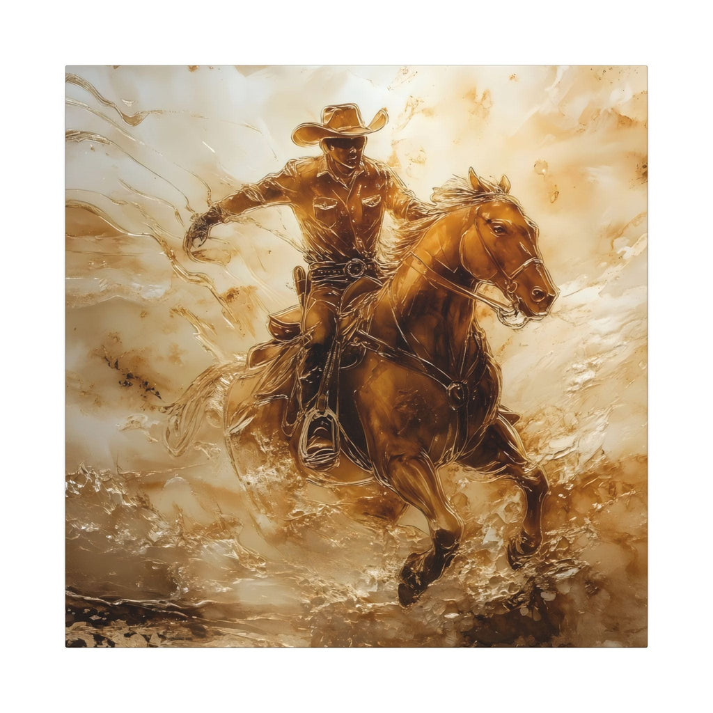 Matte Canvas, Stretched, 0.75"Cowboy Galloping on his Horse