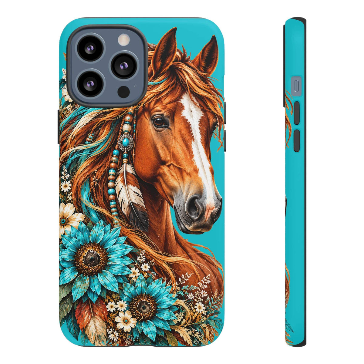 Turquoise Sunflower Horse Phone Case