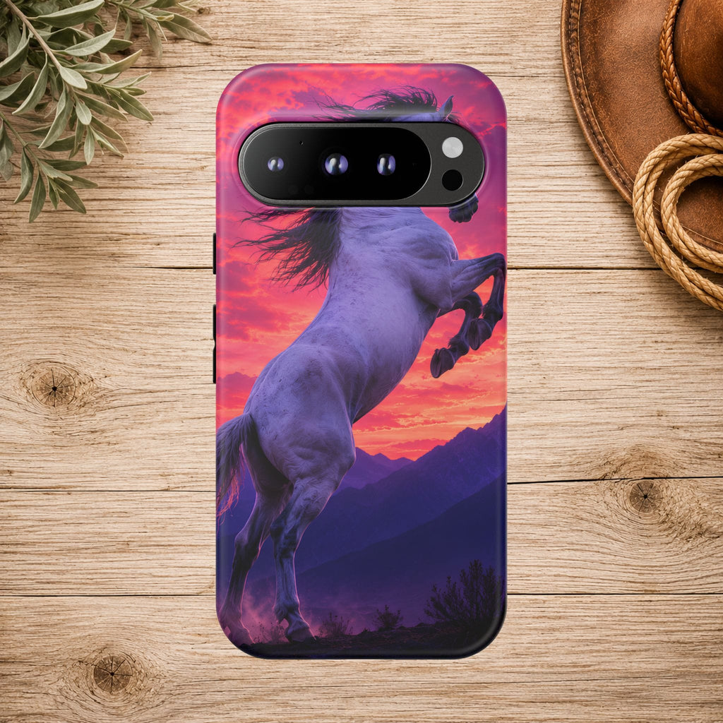 Rearing White Horse Sunset Phone Case