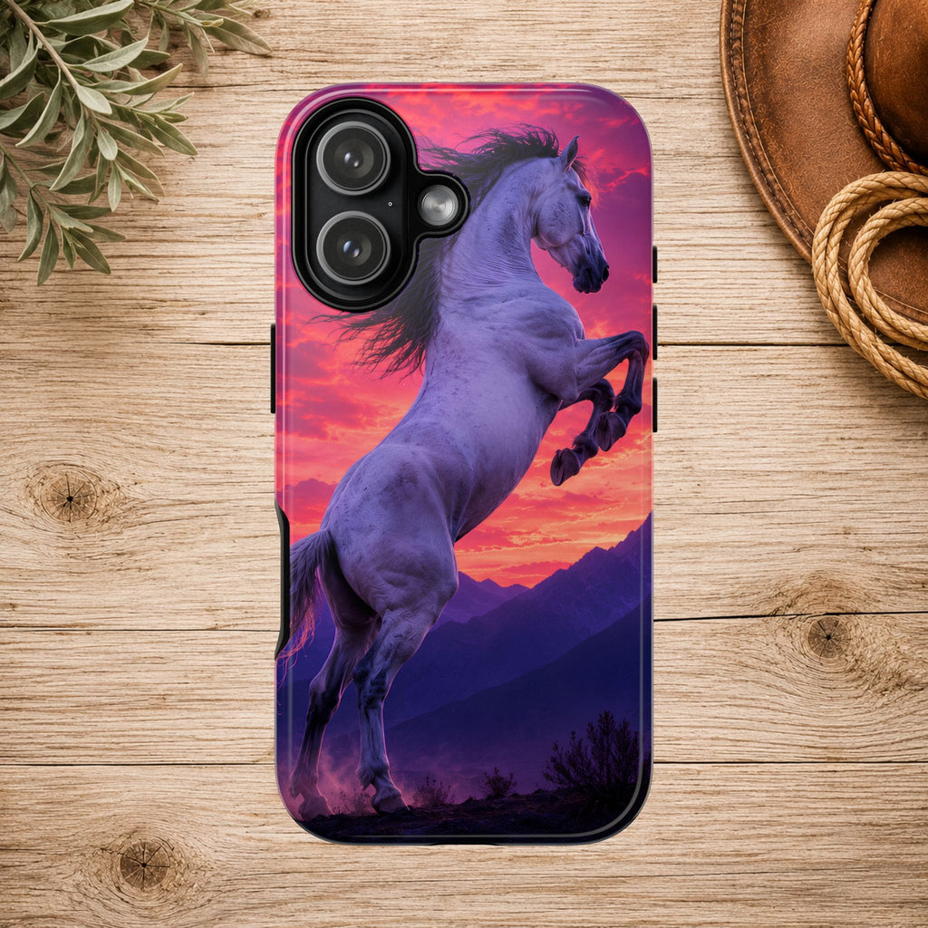 Rearing White Horse Sunset Phone Case
