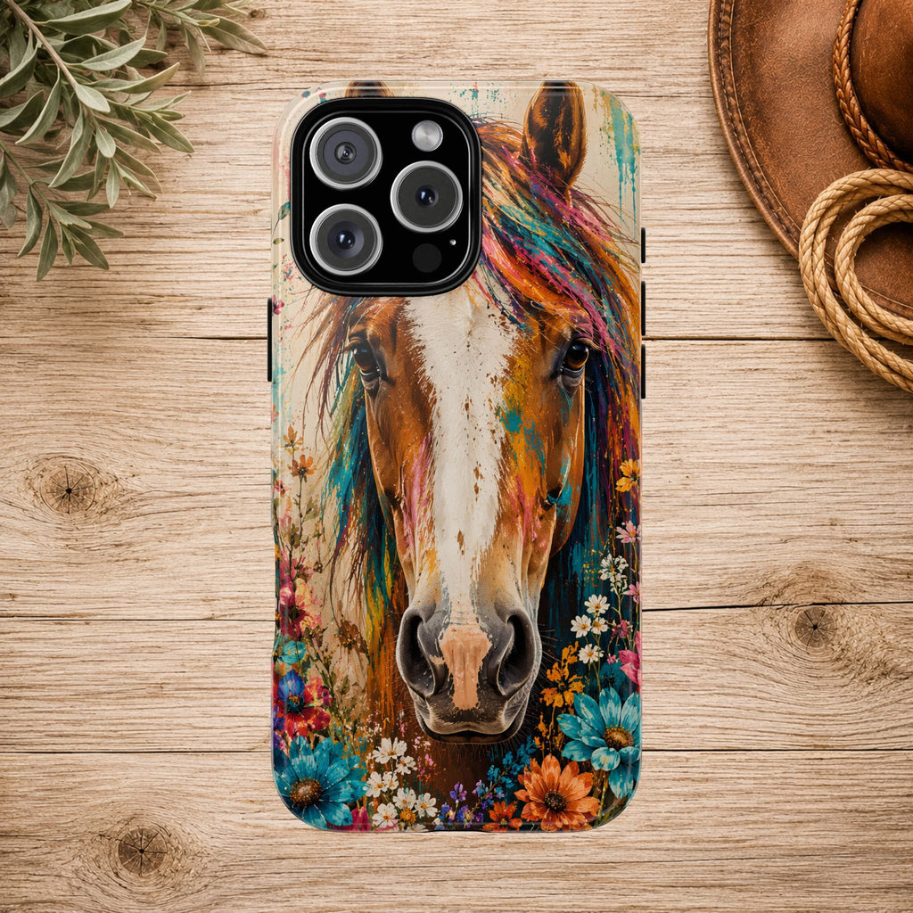 Boho Wildflower Horse Phone Case