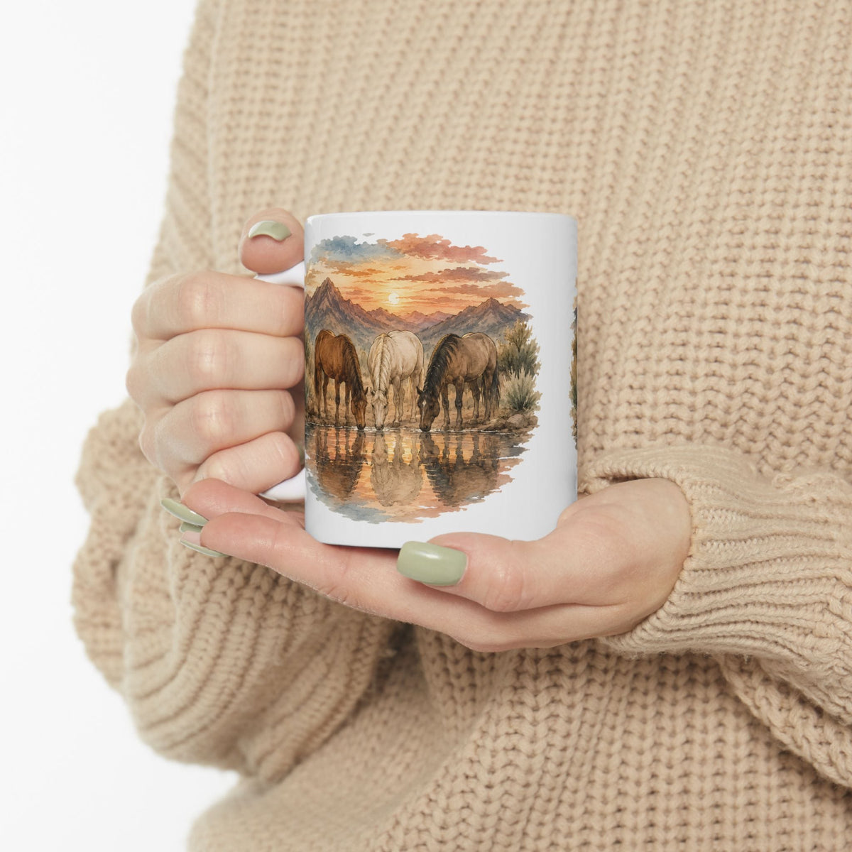 Watercolor Horses at Sunset Coffee Mug