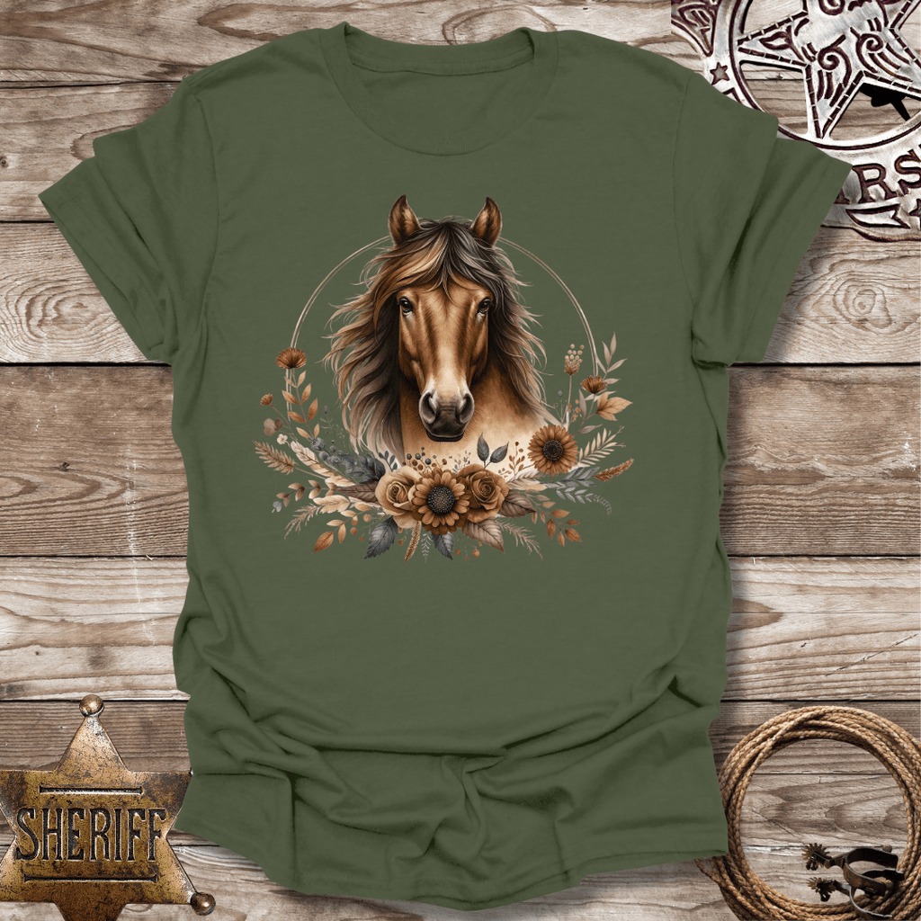 Vintage Horse Floral-T-Shirt