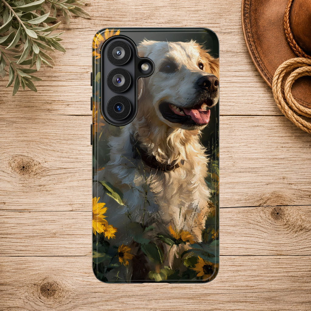Golden Retriever Sunflower Phone Case