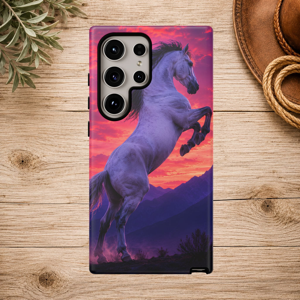 Rearing White Horse Sunset Phone Case