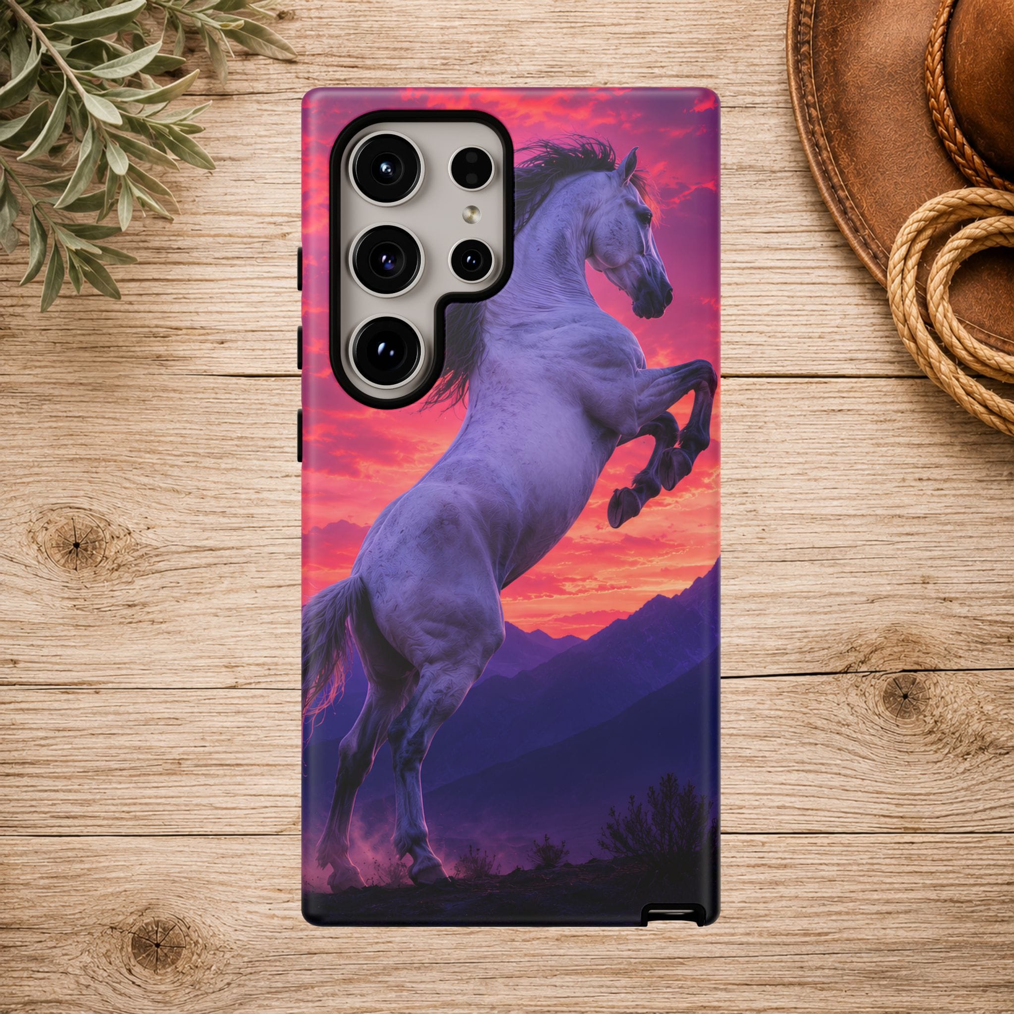 Rearing White Horse Sunset Phone Case