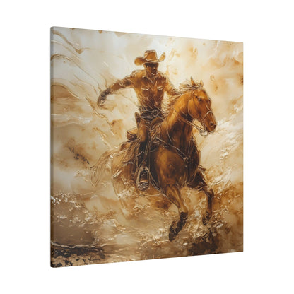 Matte Canvas, Stretched, 0.75"Cowboy Galloping on his Horse