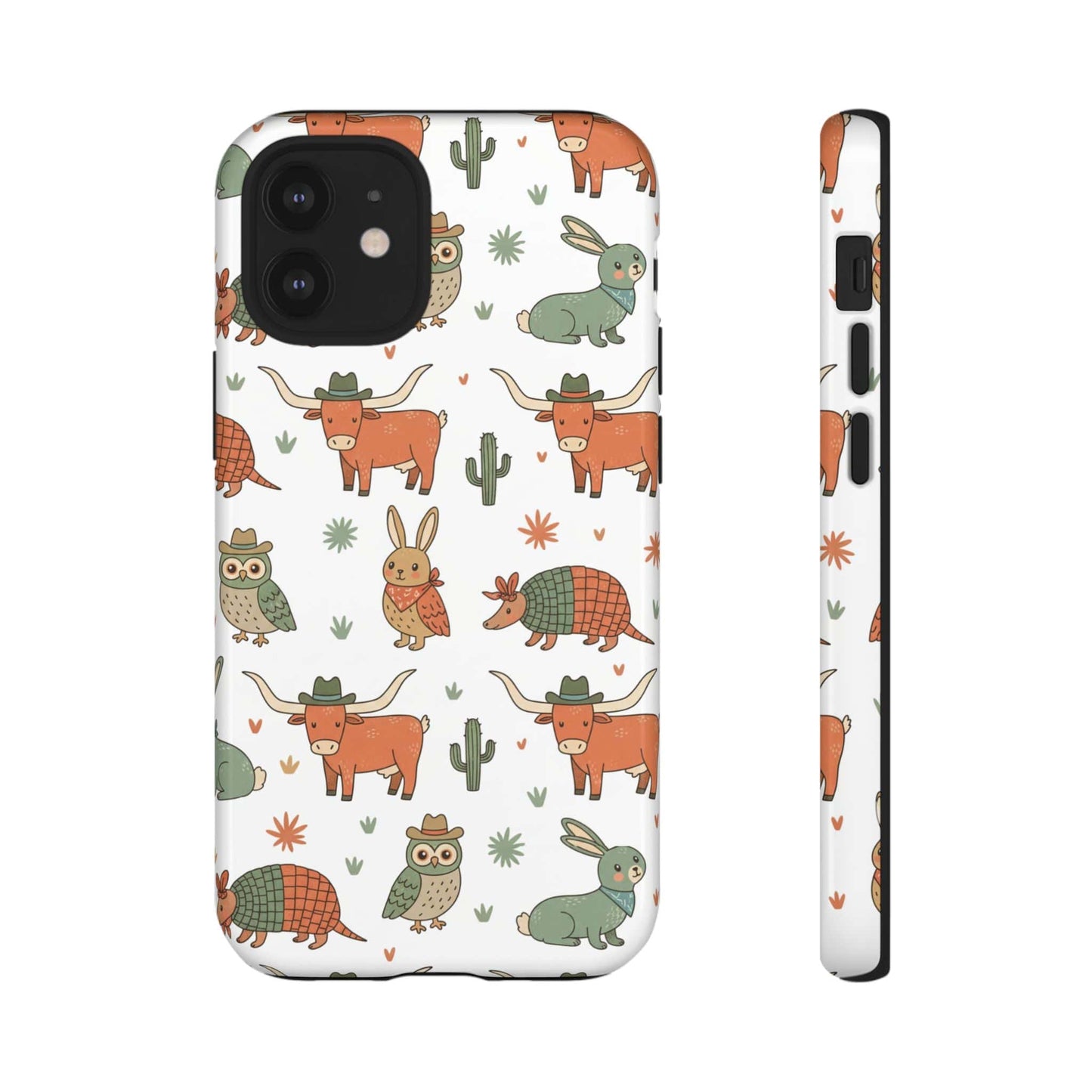 Cute Armadillo, Longhorn, Owl & Bunny Pattern-Phone Case